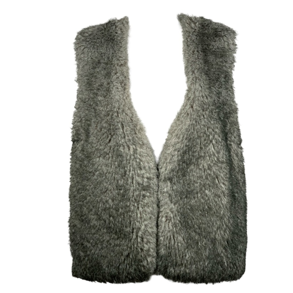 MADISON Women’s Single Hook & Eye Closure Furry Front Stretchy Ribbed Back Vest